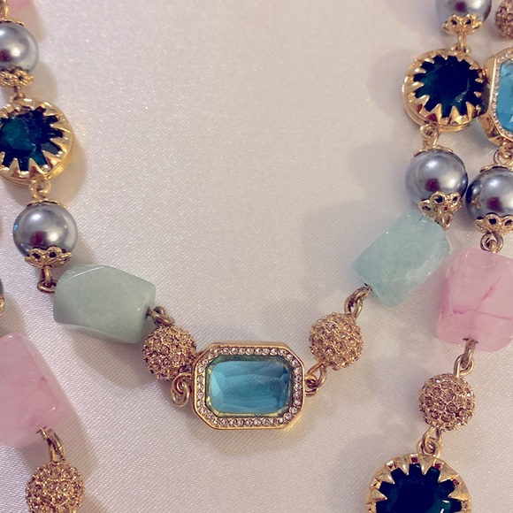 NWT Talbots semiprecious multi colored gold tone 2 strand necklace - Picture 2 of 8